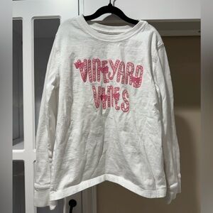 Vineyard Vines White Tee with Pink Striped and bow Logo